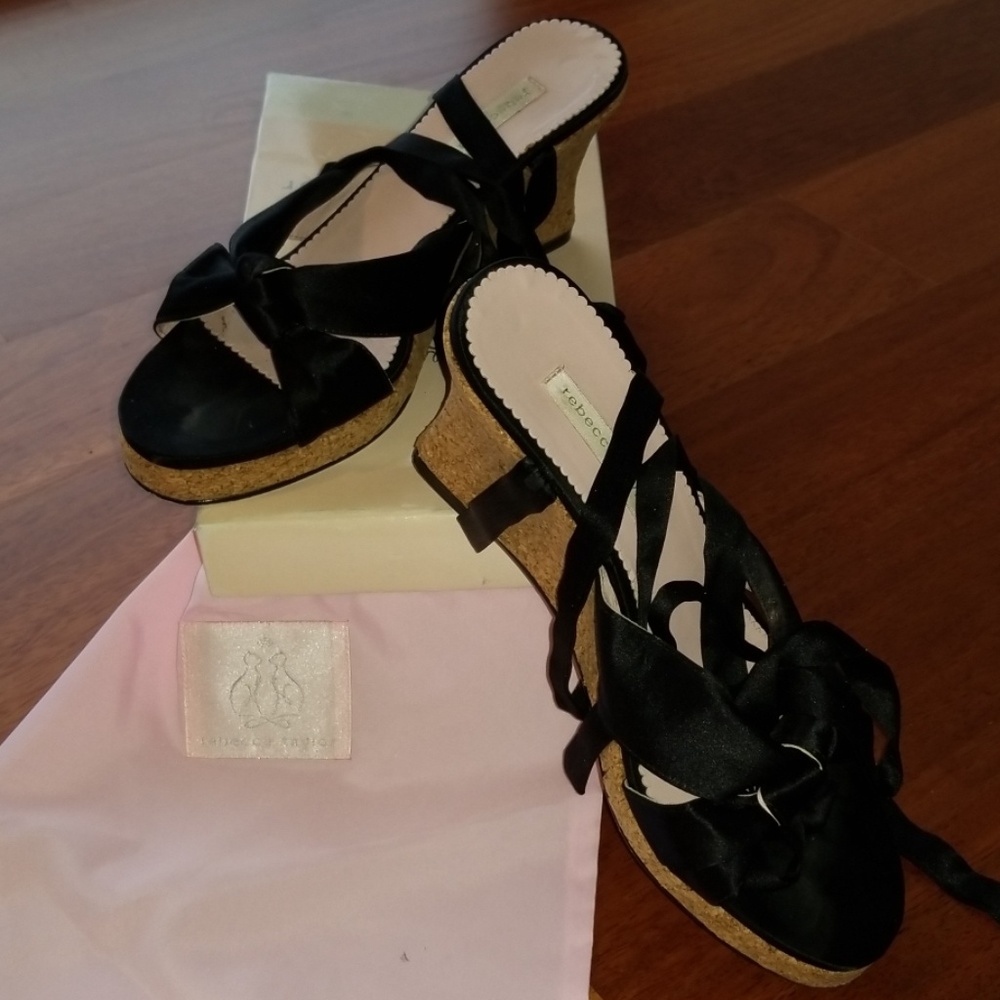 Rebecca Taylor Satin cork wedges